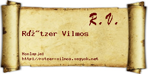 Rötzer Vilmos névjegykártya